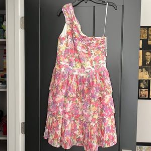 Gianni Bini Floral One Shoulder Pleated Dress 6